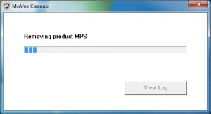 Image of the McAfee Removal Tool in action
