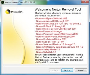 Image of the Norton Removal Tool in action